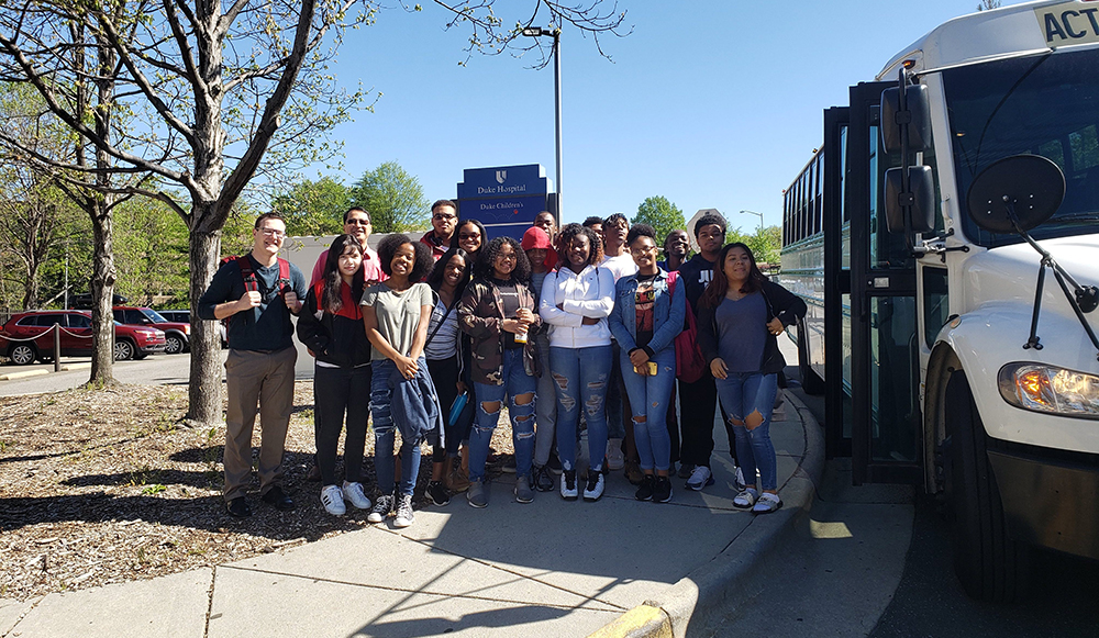 Photo of students for presentation to "Minorities in Medicine Club" at JD Clement Early College High School