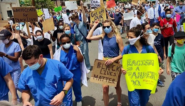 Photo of radiology group at George Floyd march in June 2020