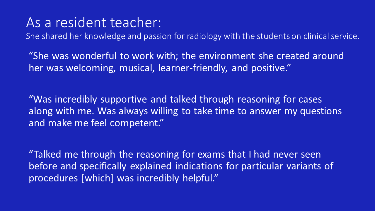 Quotes of praise about Dana Kerr as a resident teacher