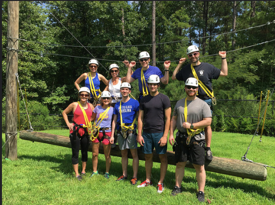 Residents at adventure course