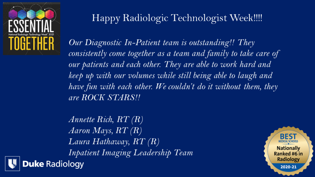 National Rad Tech Week - Diagnostic Inpatient - quote