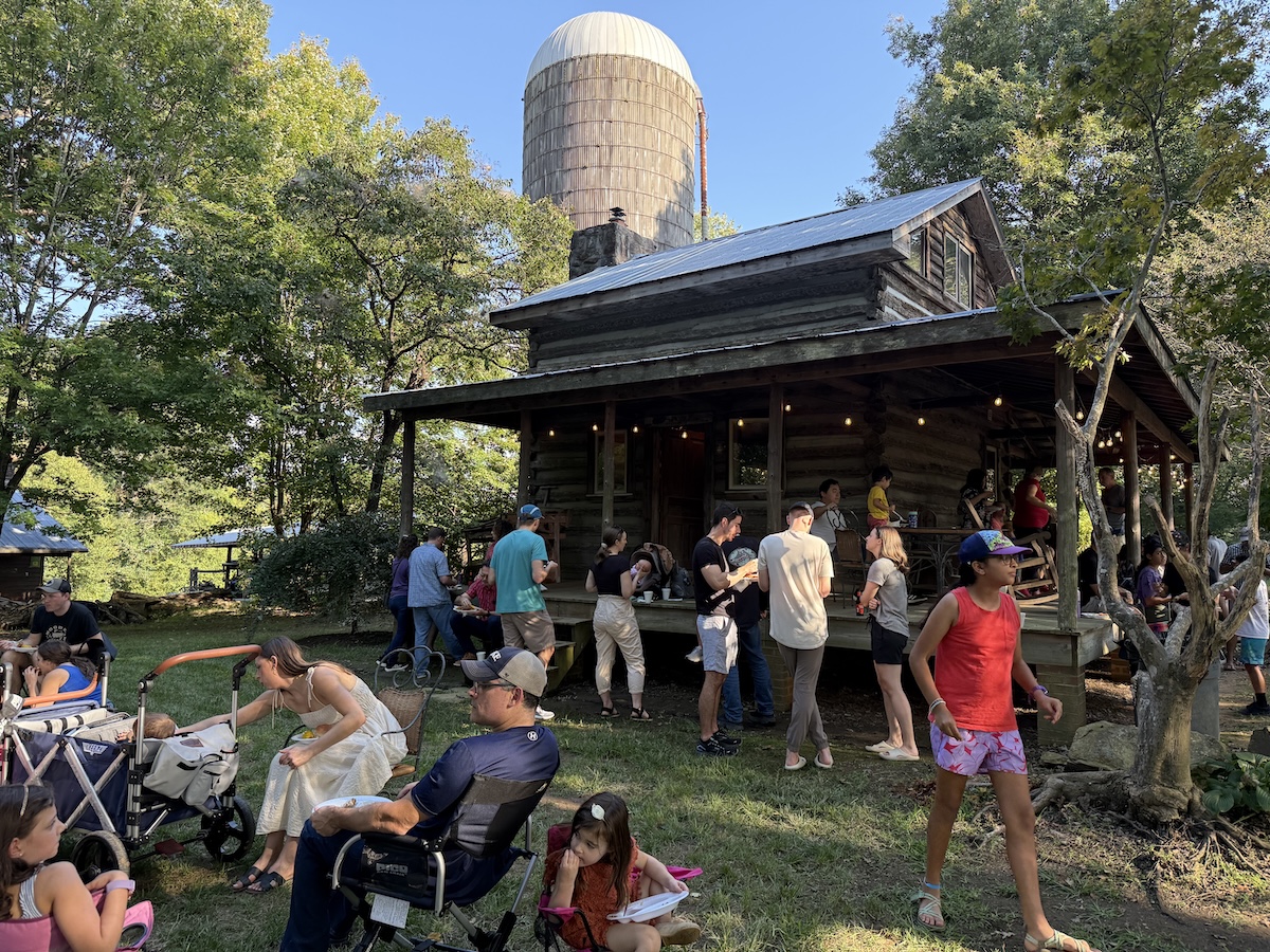 People at pig picking party
