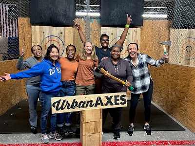 Social event 7 women pictured at Urban Axes