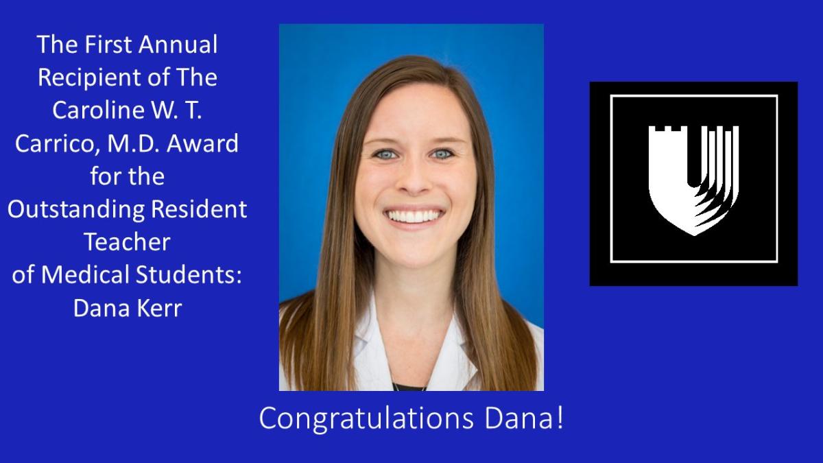 Dana Kerr headshot with congratulations text