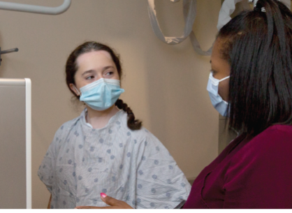 Healthcare worker and patient