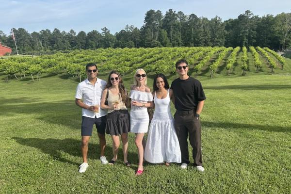 People in a green field