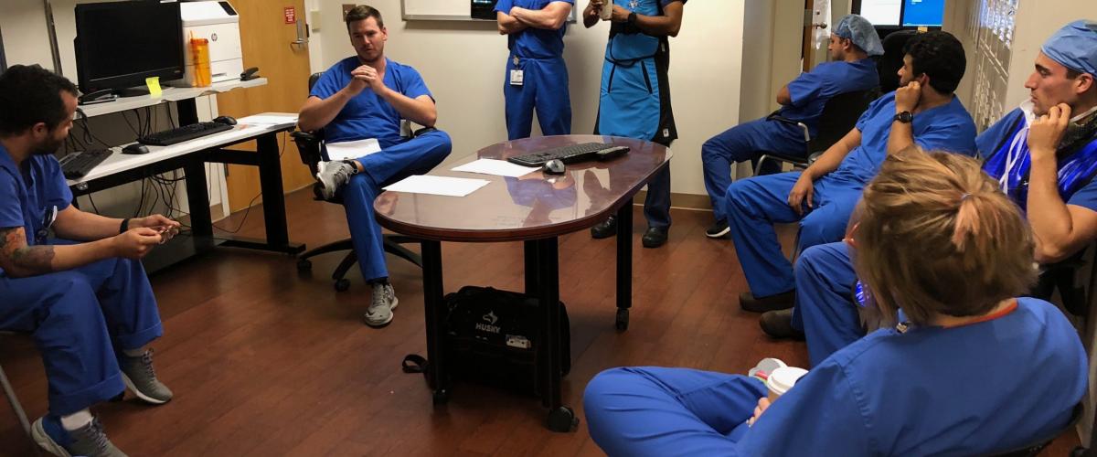 Radiology trainees around a table