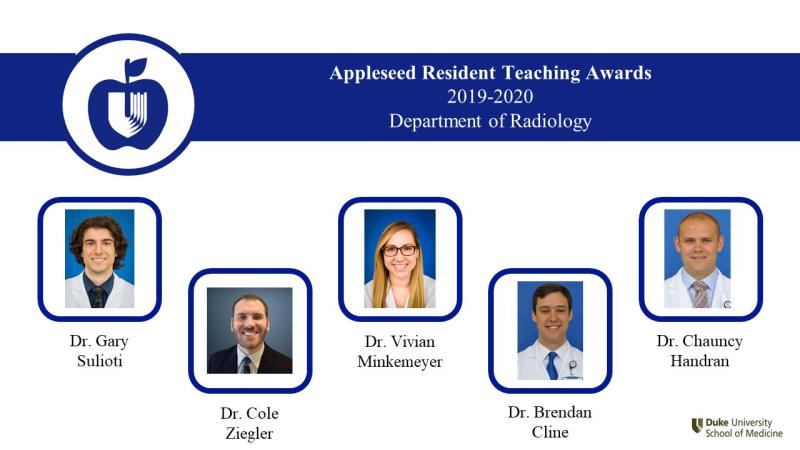 Headshots of the 2020 Appleseed Resident Teaching Award winners