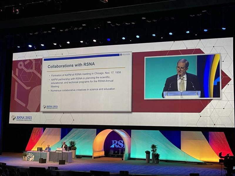 Dr. Dobbins onstage at RSNA 2021