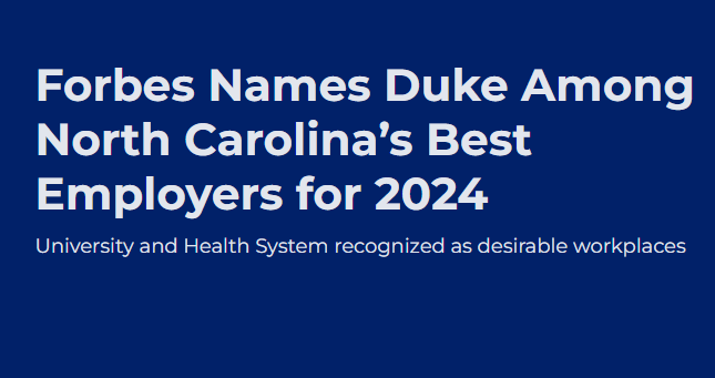 Forbes announcement Duke best employer NC