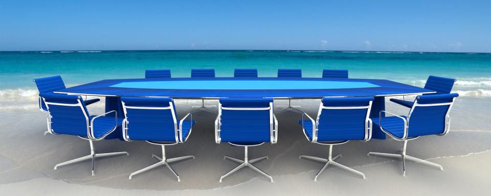 Conference table on a beach