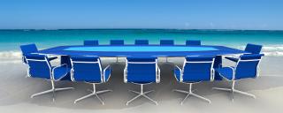 Conference table on a beach